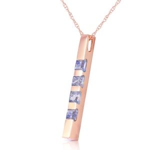 14K. SOLID GOLD NECKLACE BAR WITH NATURAL TAZANITE